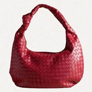 Anthropologie Brigitte Woven Faux-Leather Satchel Bag by Melie Bianco, Dark Wine
